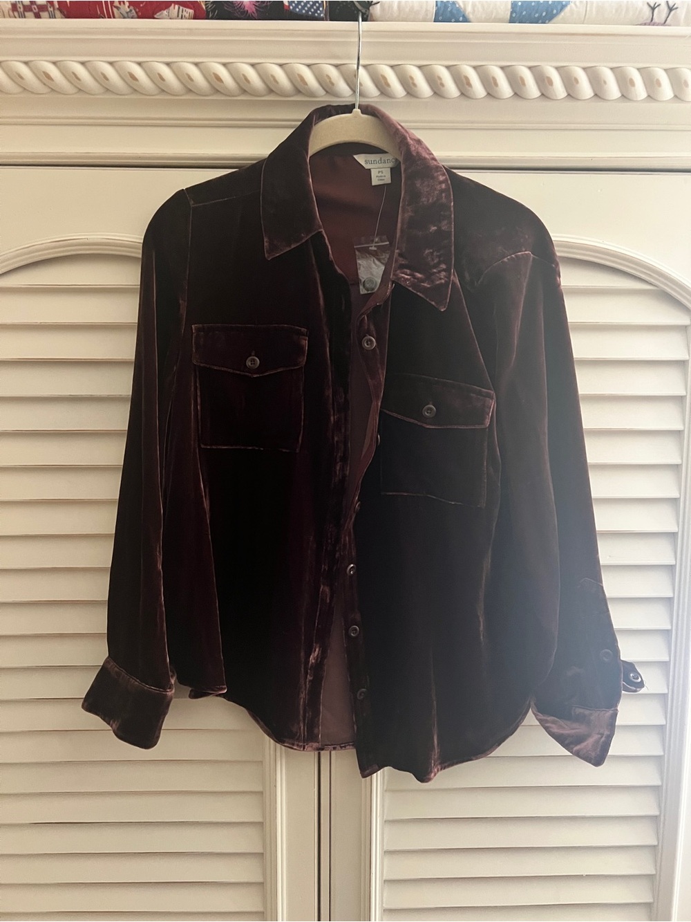 Sundance Velvet Button-Front Jacket in Deep Burgundy